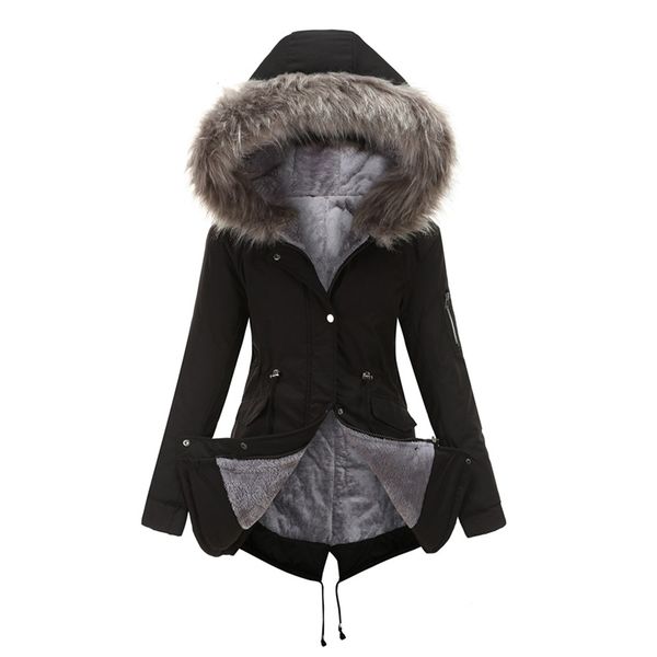 winter padded coats women cotton wadded jacket medium long parkas thick warm hooded quilt snow outwear abrigos 211216, Black
winter padded coats women cotton wadded jacket medium long parkas thick warm hooded quilt snow outwear abrigos 211216, Black