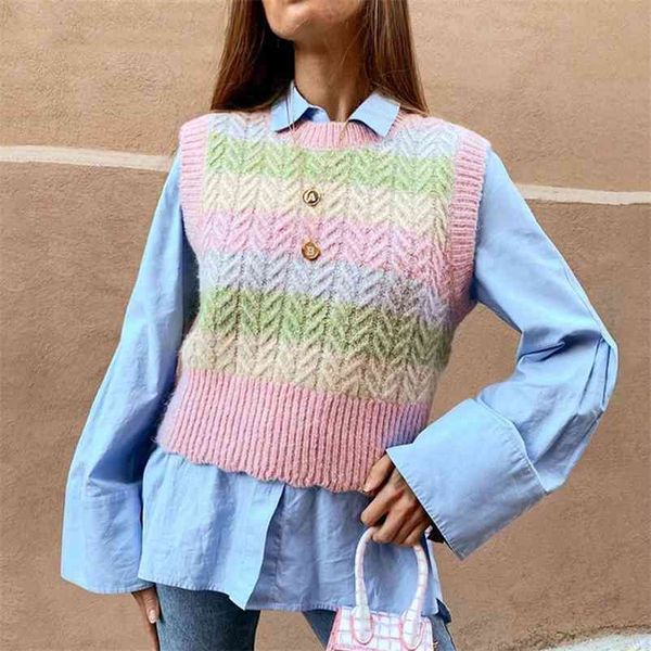 fashion coloful rainbow sweater vest pink o neck waistcoat vintage kintted sleeveless femalel vest chic jumper women clothes 210415, Black;white
fashion coloful rainbow sweater vest pink o neck waistcoat vintage kintted sleeveless femalel vest chic jumper women clothes 210415, Black;white