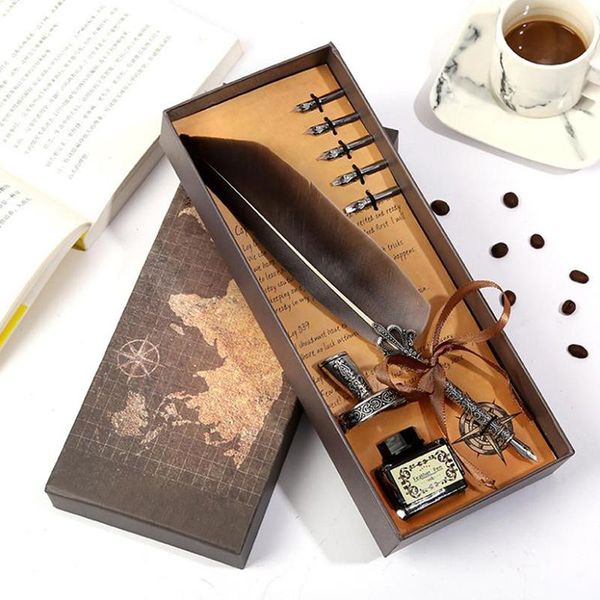 1set retro vintage calligraphy feather dip pen writing ink set stationery quill fountain pens creative party favor
1set retro vintage calligraphy feather dip pen writing ink set stationery quill fountain pens creative party favor