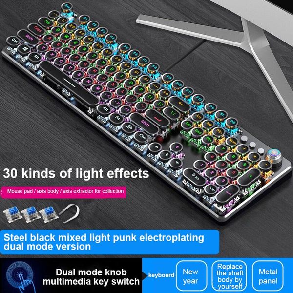 retro punk electroplating gaming mechanical keyboard backlit usb wired with 36 colorful lighting for gamer keyboards
retro punk electroplating gaming mechanical keyboard backlit usb wired with 36 colorful lighting for gamer keyboards