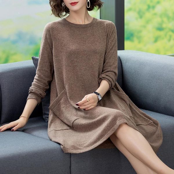 women's sweaters arrival cashmere sweater dress autumn winter female loose casual long pullover knit wool with pocket, White;black
women's sweaters arrival cashmere sweater dress autumn winter female loose casual long pullover knit wool with pocket, White;black
