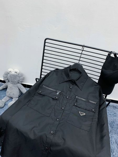 women and men blouses classic fashion jackets oversized customized nylon fabric multi-pocket triangle design outwear, Black;brown
women and men blouses classic fashion jackets oversized customized nylon fabric multi-pocket triangle design outwear, Black;brown