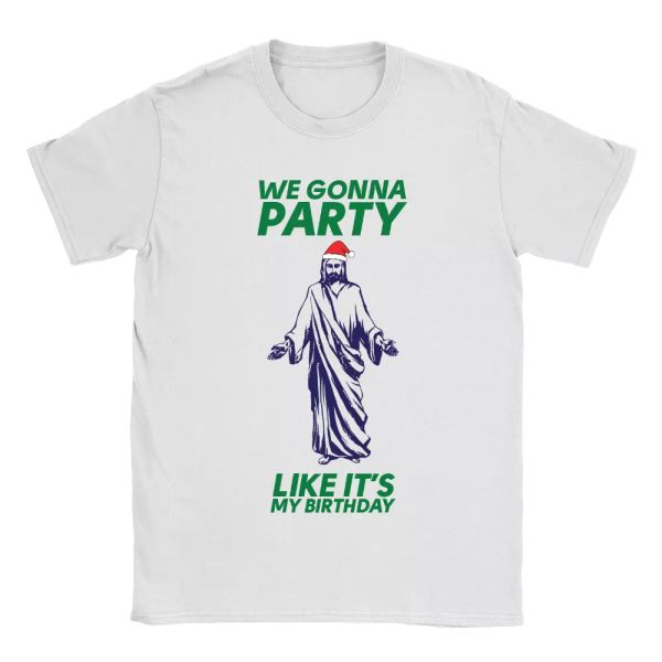 we gonna party mens t-shirt funny joke jesus religious christmas present, White;black
we gonna party mens t-shirt funny joke jesus religious christmas present, White;black