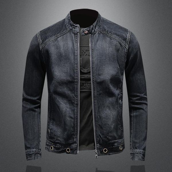 men's jackets stand collar motorcycle biker jeans patchwork denim man slim fit streetwear vintage jacket spring coat, Black;brown
men's jackets stand collar motorcycle biker jeans patchwork denim man slim fit streetwear vintage jacket spring coat, Black;brown