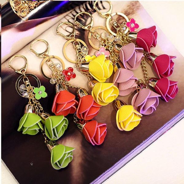 10pcs/lot fashion jewelry keychains pu leather rose flowers chains pendant key ring for women bags decoration party favor
10pcs/lot fashion jewelry keychains pu leather rose flowers chains pendant key ring for women bags decoration party favor