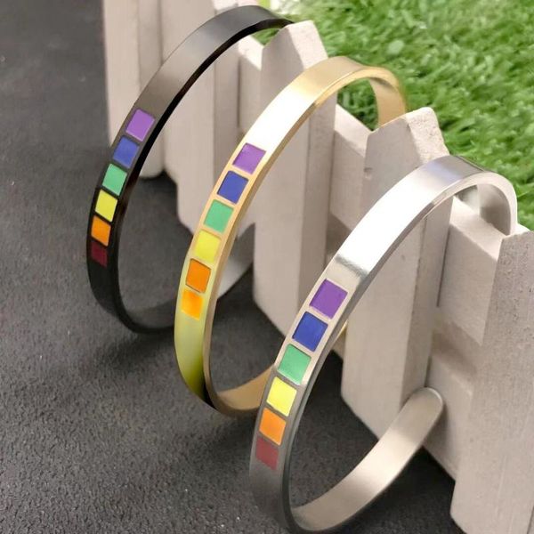 bangle fashion rainbow bracelet adjustable opening 6mm wide stainless steel dripping c-shaped women's jewelry, Black
bangle fashion rainbow bracelet adjustable opening 6mm wide stainless steel dripping c-shaped women's jewelry, Black