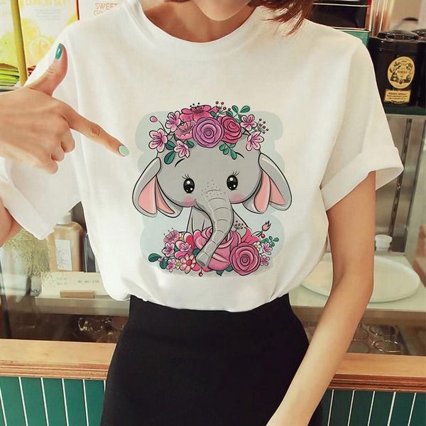 women's t-shirt women cartoon floral flower elephant graphic print ladies tee short sleeve vogue harajuku shirt femme 2021, White
women's t-shirt women cartoon floral flower elephant graphic print ladies tee short sleeve vogue harajuku shirt femme 2021, White