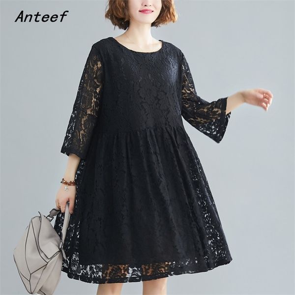 plus size lace vintage dresses for women casual loose midi woman spring summer sun dress elegant clothes sundress 210517, Black;gray
plus size lace vintage dresses for women casual loose midi woman spring summer sun dress elegant clothes sundress 210517, Black;gray