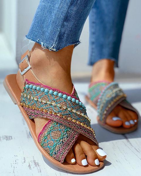 summer ethinc women sandals back strap buckle string beads striped flat rubber sole retro luxury casual shoes ladies female 2021, Black
summer ethinc women sandals back strap buckle string beads striped flat rubber sole retro luxury casual shoes ladies female 2021, Black