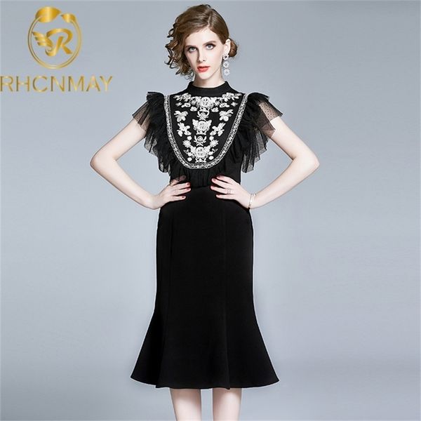 summer slim mermaid dress midi black embroidery es women clothing vintage party work ruffles 210506, Black;gray
summer slim mermaid dress midi black embroidery es women clothing vintage party work ruffles 210506, Black;gray