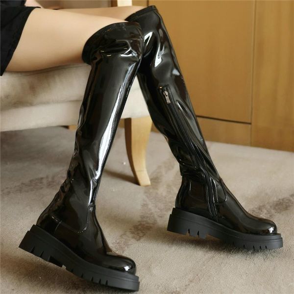 boots thigh high oxfords shoes women patent leather over the knee motorcycle female round toe fashion sneakers casual, Black
boots thigh high oxfords shoes women patent leather over the knee motorcycle female round toe fashion sneakers casual, Black