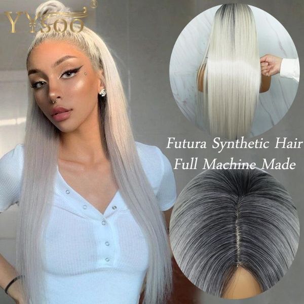 synthetic wigs yysoo #1b/#60 color long silky straight futura hair natural hairline ombre full machine made white wig dark roots, Black
synthetic wigs yysoo #1b/#60 color long silky straight futura hair natural hairline ombre full machine made white wig dark roots, Black