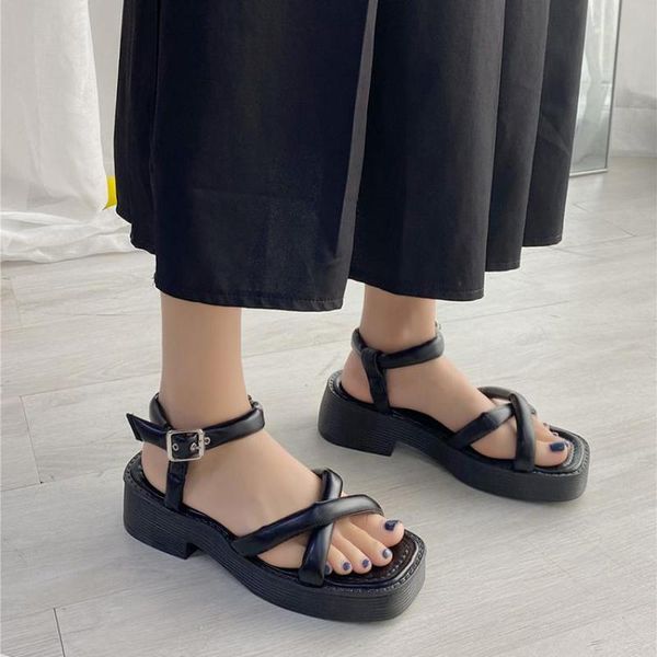 thick bottom sandals female 2021 summer flat platform cross-strap lady shoe fashion solid open toe buckle flats sandal women, Black
thick bottom sandals female 2021 summer flat platform cross-strap lady shoe fashion solid open toe buckle flats sandal women, Black