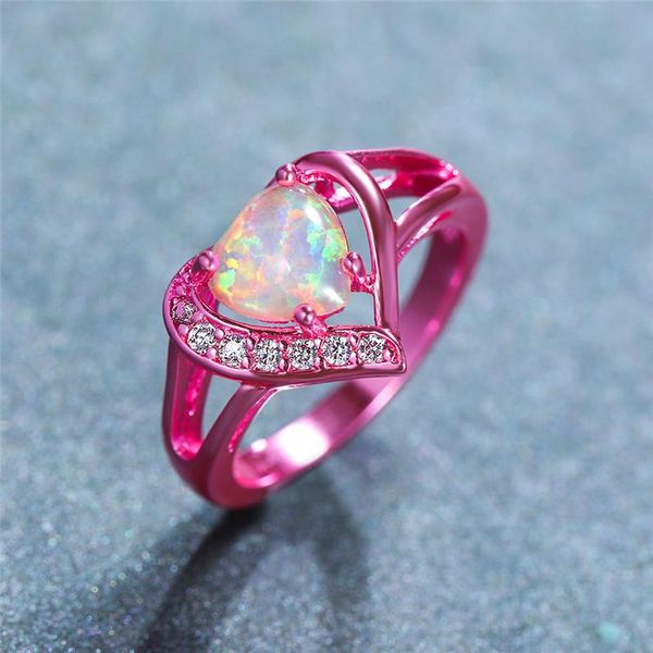 wedding rings unique style white fire opal stone ring vintage pink gold for women promise small heart engagement, Slivery;golden
wedding rings unique style white fire opal stone ring vintage pink gold for women promise small heart engagement, Slivery;golden