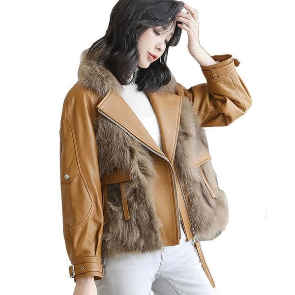 women's leather & faux lady genuine sheepskin suede coat with fur collar autumn winter women jacket suit outerwear garment lf21002nd, Black
women's leather & faux lady genuine sheepskin suede coat with fur collar autumn winter women jacket suit outerwear garment lf21002nd, Black