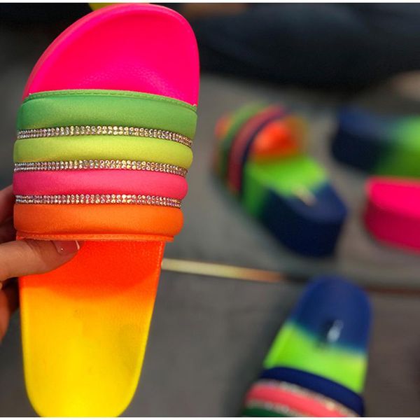 women's flat slippers summer shoes woman platform colorful bling thick bottom casual female crystal ladies slides 2021, Black
women's flat slippers summer shoes woman platform colorful bling thick bottom casual female crystal ladies slides 2021, Black