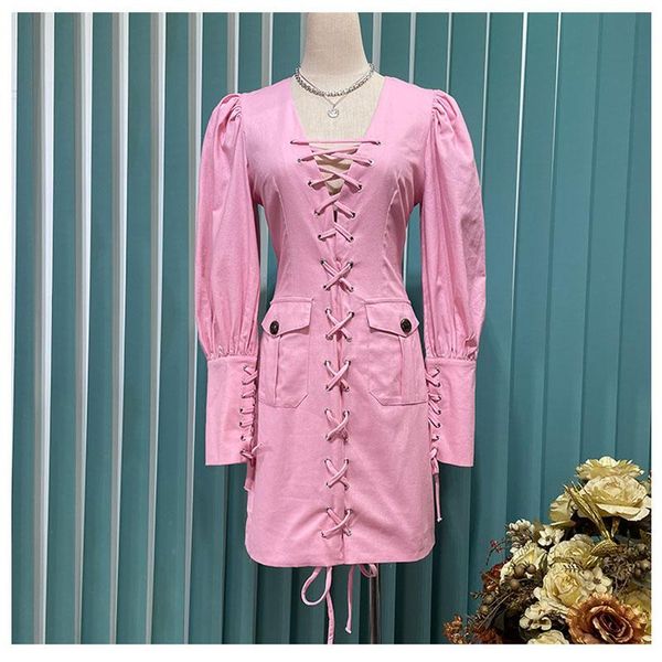 casual dresses high street est fashion 2021 designer women's long sleeve v-neck rope lacing up dress, Black;gray
casual dresses high street est fashion 2021 designer women's long sleeve v-neck rope lacing up dress, Black;gray