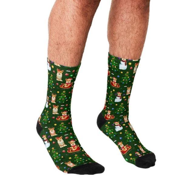 men's socks 2021 funny corgis christmas pattern green printed hip hop happy cute boys street style crazy for men, Black
men's socks 2021 funny corgis christmas pattern green printed hip hop happy cute boys street style crazy for men, Black
