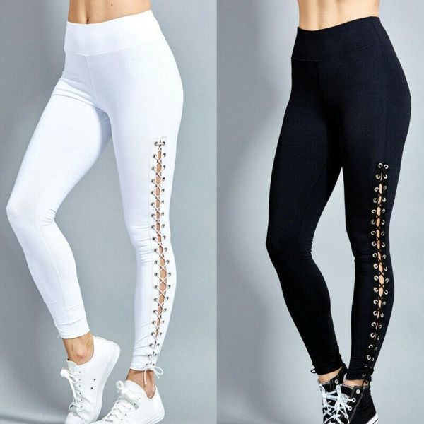 fashion high waist leggings pencil women pant lace up slim bandage trousers gym fitness training track, Black;white
fashion high waist leggings pencil women pant lace up slim bandage trousers gym fitness training track, Black;white