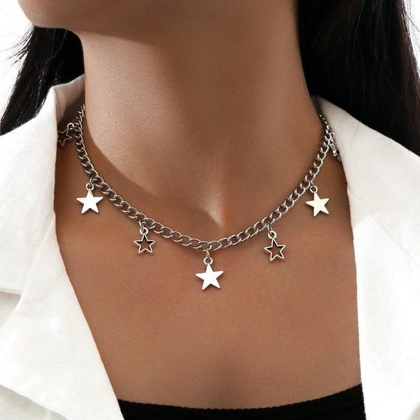 chokers vintage temperament hollow star pendant necklaces for women punk thick chain geometric choker necklace colar jewelry gift, Golden;silver
chokers vintage temperament hollow star pendant necklaces for women punk thick chain geometric choker necklace colar jewelry gift, Golden;silver