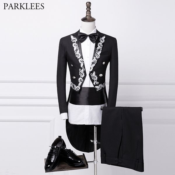 black tuxedo slim fit men suit set silver embroidered mens suits with pants prom choir performances stage costume men tailcoat 210524, White;black
black tuxedo slim fit men suit set silver embroidered mens suits with pants prom choir performances stage costume men tailcoat 210524, White;black
