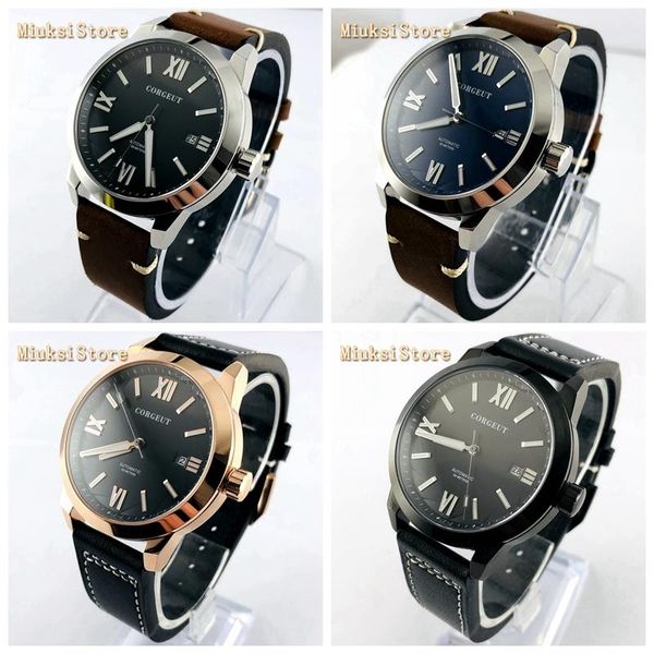 corgeut 41mm silver/rose gold case date luminous leather strap waterproof seagull movement men's business automatic watch wristwatches, Slivery;brown
corgeut 41mm silver/rose gold case date luminous leather strap waterproof seagull movement men's business automatic watch wristwatches, Slivery;brown
