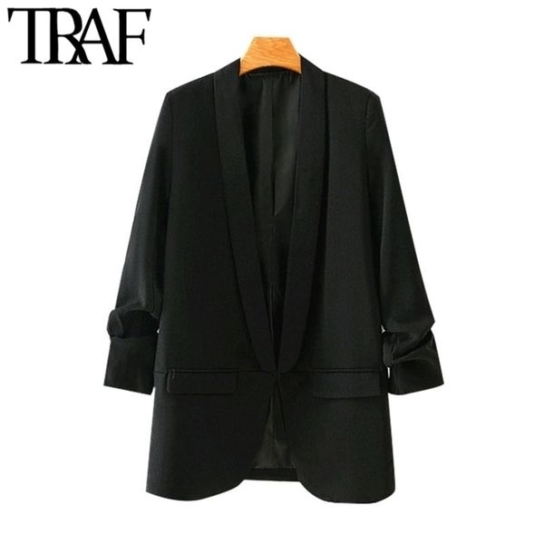 traf women fashion office wear basic black blazer coat vintage pleated sleeve pockets female outerwear chic 211122, White;black
traf women fashion office wear basic black blazer coat vintage pleated sleeve pockets female outerwear chic 211122, White;black