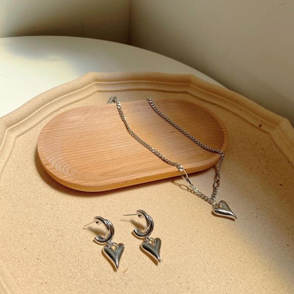 chains south korea metal love heart necklace earrings suit ins cold wind contracted personality collarbone chain hip-hop 2021 tide, Silver
chains south korea metal love heart necklace earrings suit ins cold wind contracted personality collarbone chain hip-hop 2021 tide, Silver