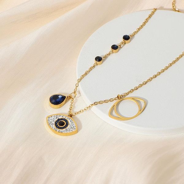 pendant necklaces blue tears zircon eye necklace for women 18k gold plated stainless steel chokers party gifts, Silver
pendant necklaces blue tears zircon eye necklace for women 18k gold plated stainless steel chokers party gifts, Silver