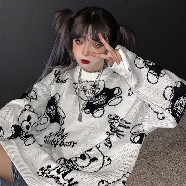 korea ulzzang casual cartoon women sweaters plus size female streetwear bear loose cute punk japanese hip hop, White;black
korea ulzzang casual cartoon women sweaters plus size female streetwear bear loose cute punk japanese hip hop, White;black