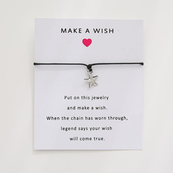 make a wish paper card handemade woven adjustable bracelets starfish charm lucky rope bracelet jewelry women girls small gift, Golden;silver
make a wish paper card handemade woven adjustable bracelets starfish charm lucky rope bracelet jewelry women girls small gift, Golden;silver