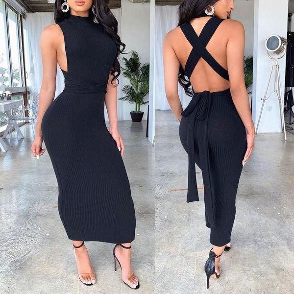 casual dresses ladies dress unique design pure color halter cross slim prom vestidos gown suitable for formal partie, Black;gray
casual dresses ladies dress unique design pure color halter cross slim prom vestidos gown suitable for formal partie, Black;gray