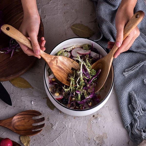 solid wood salad spoon fork cutlery set long handle serving unique spoons mixing tableware
solid wood salad spoon fork cutlery set long handle serving unique spoons mixing tableware