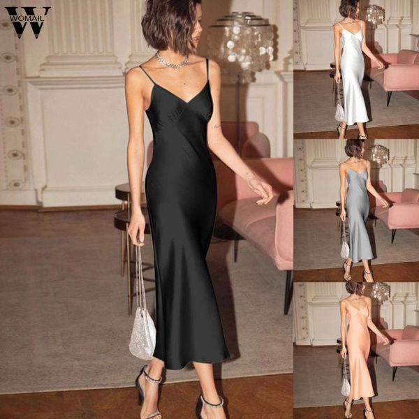 casual dresses satin v neck maxi dress women spaghetti strap sleeveless backless split long 2021 summer lady vestido 6.3, Black;gray
casual dresses satin v neck maxi dress women spaghetti strap sleeveless backless split long 2021 summer lady vestido 6.3, Black;gray