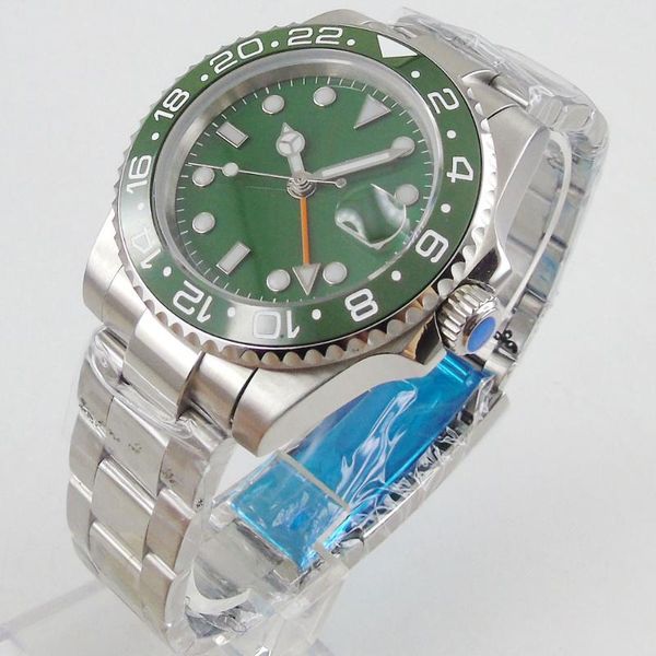 wristwatches 40mm sterile green dial sapphire glass date luminous ceramic bezel steel bracelet orange gmt automatic movement men's watc, Slivery;brown
wristwatches 40mm sterile green dial sapphire glass date luminous ceramic bezel steel bracelet orange gmt automatic movement men's watc, Slivery;brown
