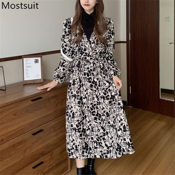 fake two pieces printed dress women full sleeve turtleneck vintage elegant midi dresses korean fashion plus size vestidos 210514, Black;gray
fake two pieces printed dress women full sleeve turtleneck vintage elegant midi dresses korean fashion plus size vestidos 210514, Black;gray