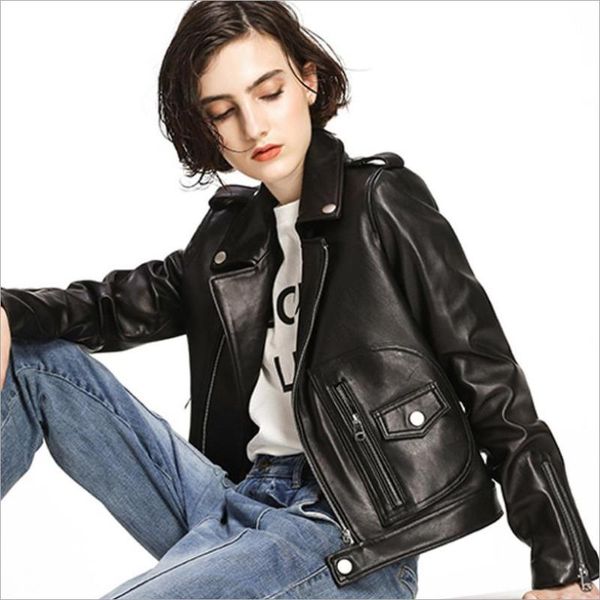 women's leather & faux punk zipper beading jacket female locomotive style pockets stitching pu outerwear black jackets f1474
women's leather & faux punk zipper beading jacket female locomotive style pockets stitching pu outerwear black jackets f1474