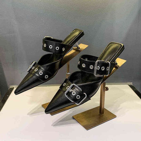 women's shoes spring women's punk pointed half pack sandals can be worn with double belt buckle stilettos, Black
women's shoes spring women's punk pointed half pack sandals can be worn with double belt buckle stilettos, Black