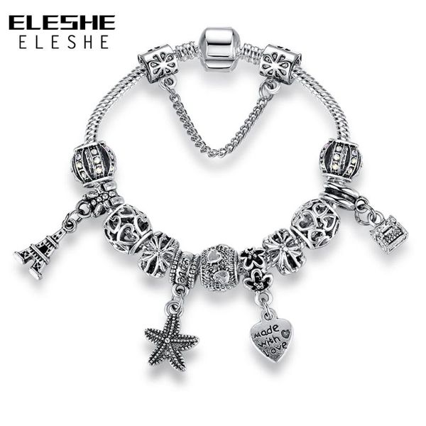 charm bracelets eleshe silver color eiffel tower starfish heart bracelet jewelry with clear cz beads for women clearance sale, Golden;silver
charm bracelets eleshe silver color eiffel tower starfish heart bracelet jewelry with clear cz beads for women clearance sale, Golden;silver
