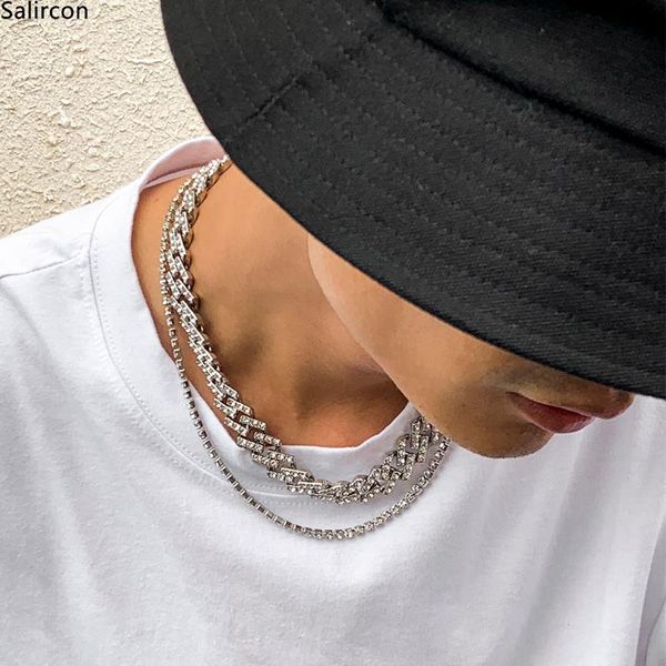chokers punk cuban iced out rhinestone multi layer statement short collar clavicle chain choker necklace for men women luxury jewelry, Golden;silver
chokers punk cuban iced out rhinestone multi layer statement short collar clavicle chain choker necklace for men women luxury jewelry, Golden;silver