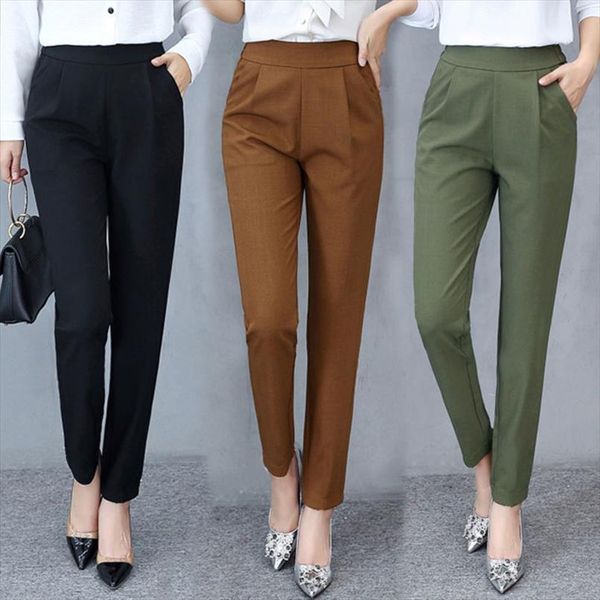 spring and summer stretch loose womens capri trousers casual suit pantalones de mujer, Black;white
spring and summer stretch loose womens capri trousers casual suit pantalones de mujer, Black;white