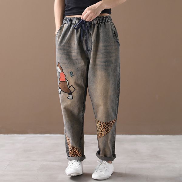 women's jeans vintage leopard grain spliced women denim casual ankle-length pants retro embroidery pattern letter wild fashion female k, Blue
women's jeans vintage leopard grain spliced women denim casual ankle-length pants retro embroidery pattern letter wild fashion female k, Blue