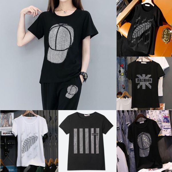women's t-shirt short sleeve women summer clothes 2021 fashion drilling printing loose cotton bottoming shirt pullovers female, White
women's t-shirt short sleeve women summer clothes 2021 fashion drilling printing loose cotton bottoming shirt pullovers female, White