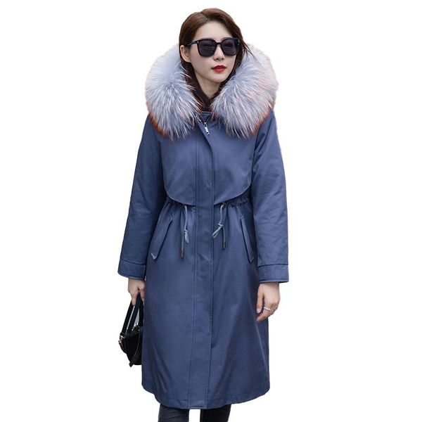 women's fur & faux real raccoon jackets autumn winter big size warm thickening detachable mink liner collar hooded parka mid-length coa, Black
women's fur & faux real raccoon jackets autumn winter big size warm thickening detachable mink liner collar hooded parka mid-length coa, Black