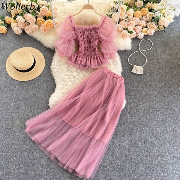 korean fashion summer clothes women sweet mesh two piece sets crop + pleated long skirts outfit ladies suits 210422, White
korean fashion summer clothes women sweet mesh two piece sets crop + pleated long skirts outfit ladies suits 210422, White
