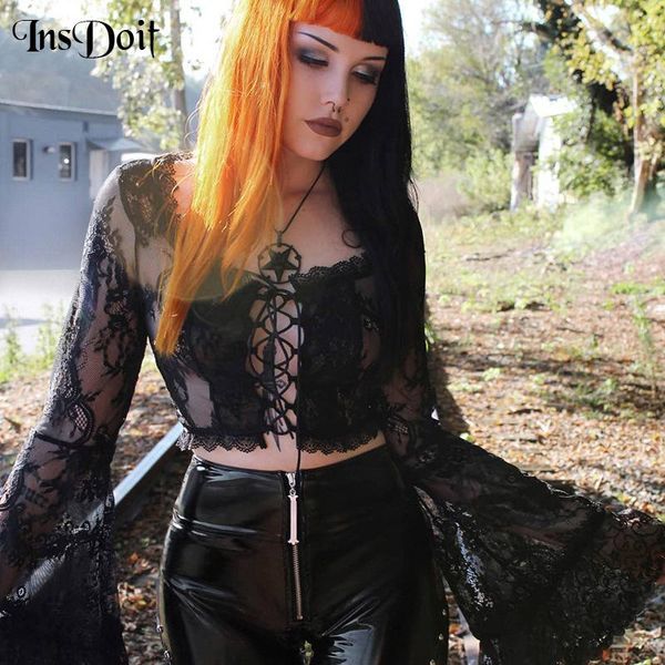 insdoit gothic lace t shirts harajuku see through grunge vintage long sleeve crop women bandage elegant aesthetic women's t-sh, White
insdoit gothic lace t shirts harajuku see through grunge vintage long sleeve crop women bandage elegant aesthetic women's t-sh, White