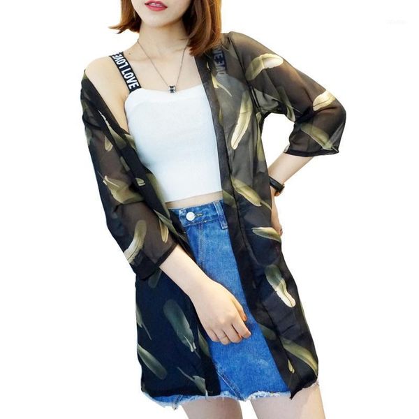 women blouses printed cardigan v neck three quarter loose chiffon blouse kimono plus size t women's & shirts, White
women blouses printed cardigan v neck three quarter loose chiffon blouse kimono plus size t women's & shirts, White