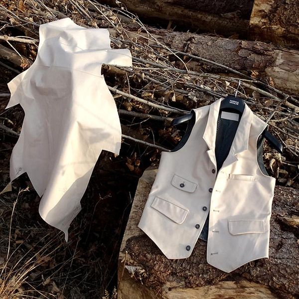 men's leather & faux calf skin japanese-style retro may kaji workwear multi-pockets waistcoat white genuine clothes vest, Black
men's leather & faux calf skin japanese-style retro may kaji workwear multi-pockets waistcoat white genuine clothes vest, Black