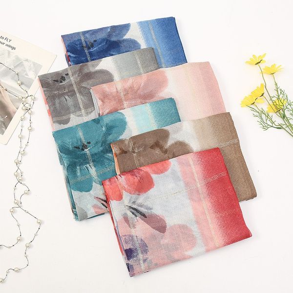 6 colors women autumn gold line floral floral viscose shawl scarf lurex wrap pashmina snood bufandas muslim hijab, Blue;gray
6 colors women autumn gold line floral floral viscose shawl scarf lurex wrap pashmina snood bufandas muslim hijab, Blue;gray