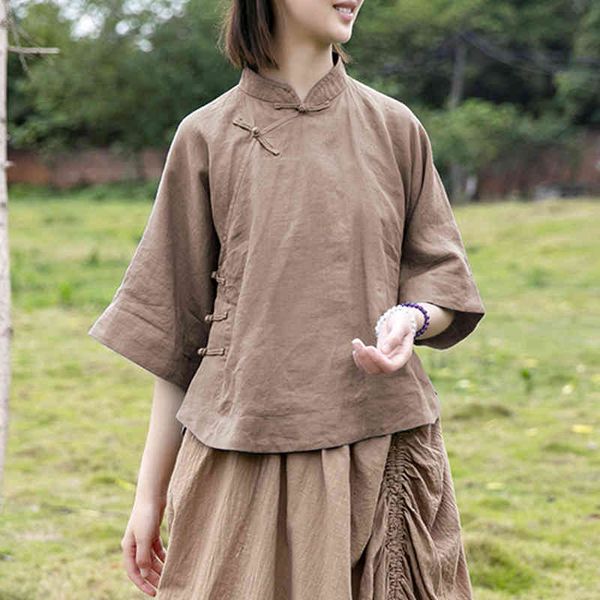 johnature women chinese style shirts stand half sleeve button ramie summer vintage female clothes a-line shirts 210521, White
johnature women chinese style shirts stand half sleeve button ramie summer vintage female clothes a-line shirts 210521, White
